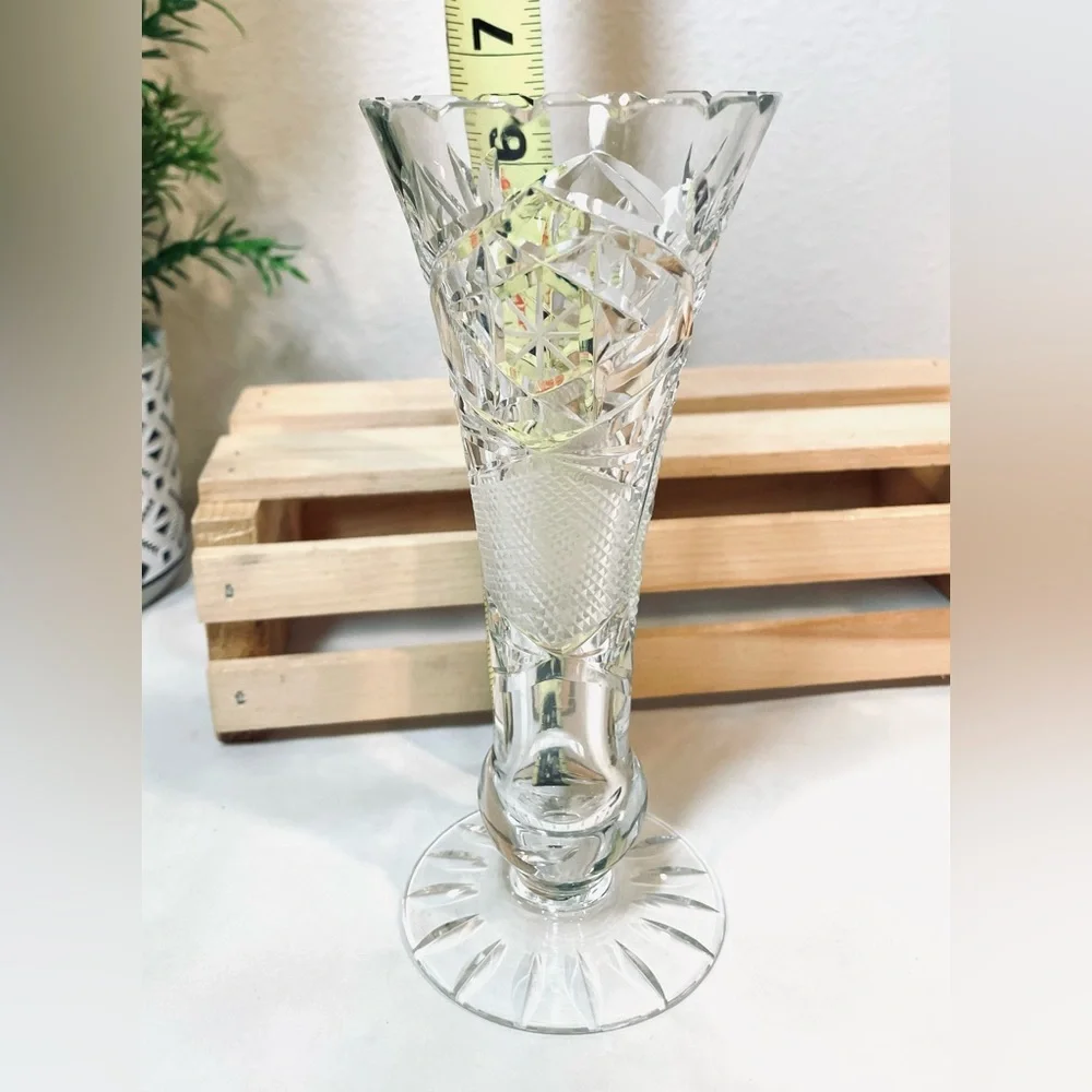 Bohemian Crystal Bud Vase | Intricately Hand Carved | Lightweight and Delicate.